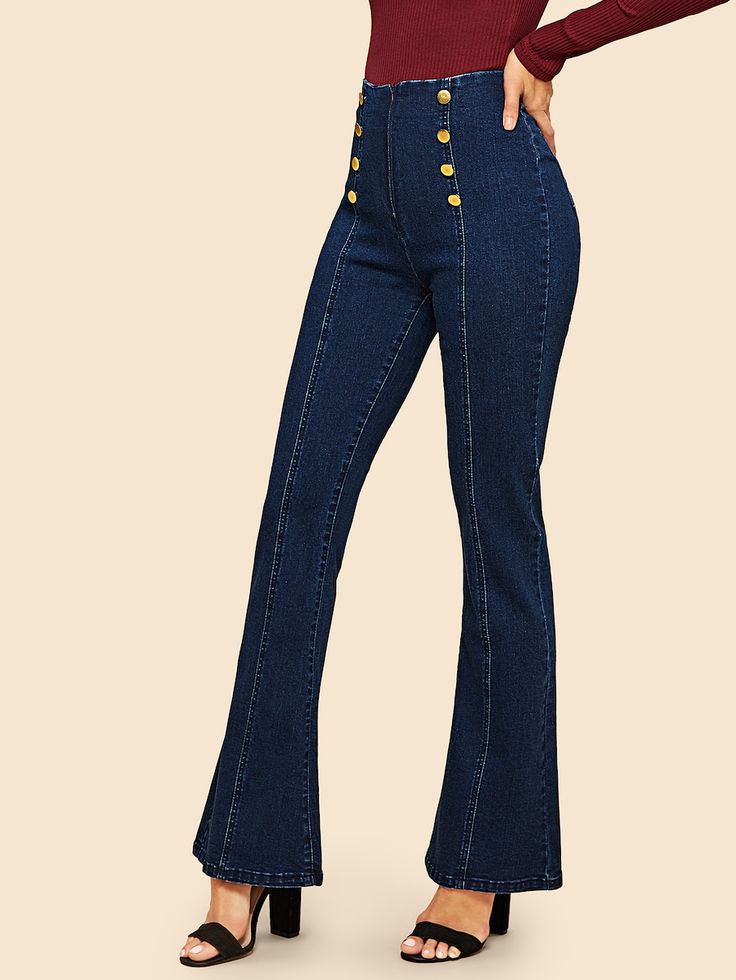 Play with wide-leg double-breasted jeans.-7 Types of Jeans Every Woman Should Have in Their Closet-By live love laugh