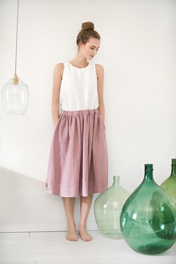 Linen semi-formal midi skirt-10 Stylish Designs of Formal Skirts to Wear for Office-By live love laugh
