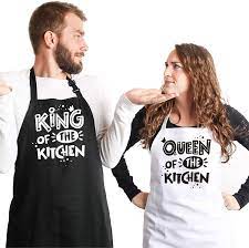 couple aprons -1st Anniversary gift ideas for couples- by livelovelaugh