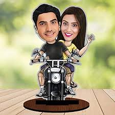wooden couple caricature -1st Anniversary gift ideas for couples- by livelovelaugh