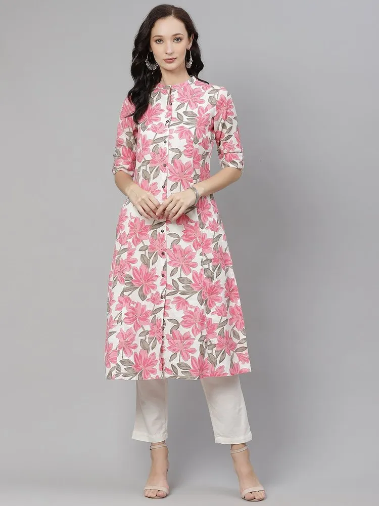 Floral print A-line Kurti-10 best Kurtis for women who wish to undergo an elegant transformation.-By Live Love Laugh