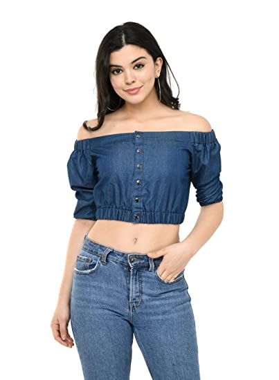 Pepe jeans blue denim crop top.-7 Denim Tops for Girls who love to keep their styles in trend.-By live love laugh