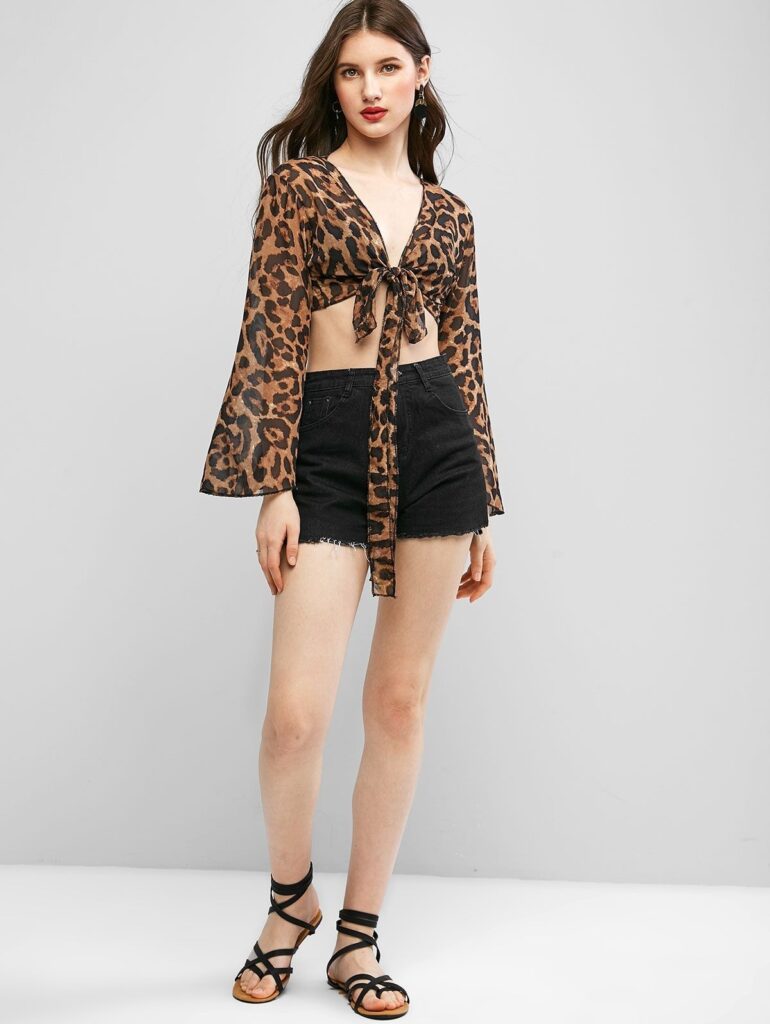 Animal print waist tie-up crop top-6 Animal print fashion pieces tops for girls-By live love laugh