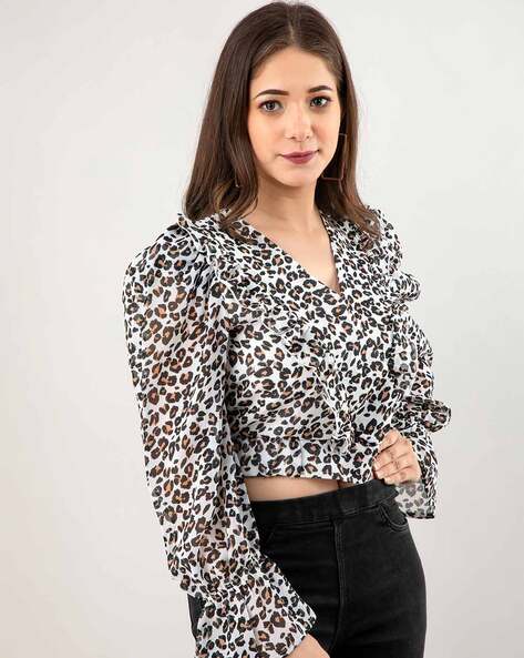 Animal.print puff sleeves crop top-6 Animal print fashion pieces tops for girls-By live love laugh