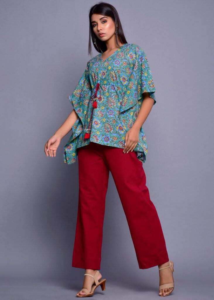 Printed kaftan top with pants.-9 stylish Indian fashion ideas for women and girls.-by live love laugh